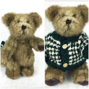Teddy Bear Brown Stuffed Plush Pose-able Jointed Sweater Hugfun 9" Toy Faux Fur